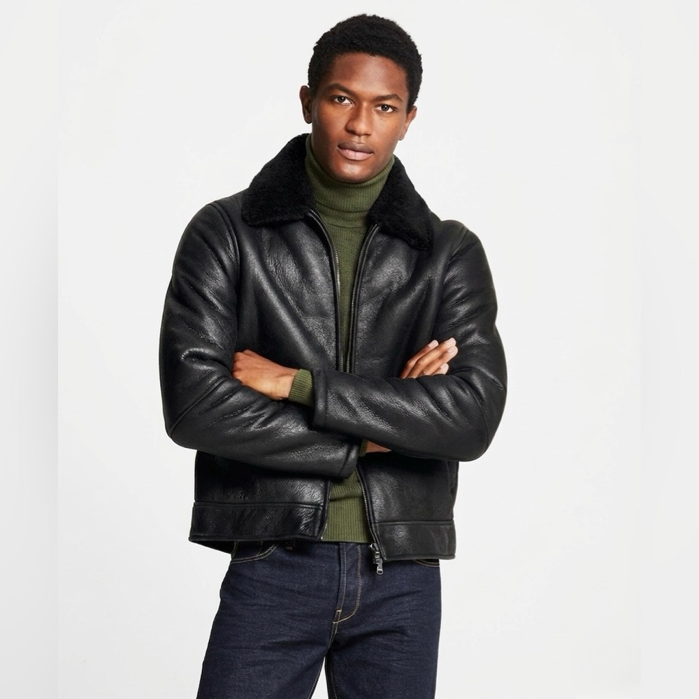 Todd Snyder Italian Shearling Leather AviatorJacket Size large